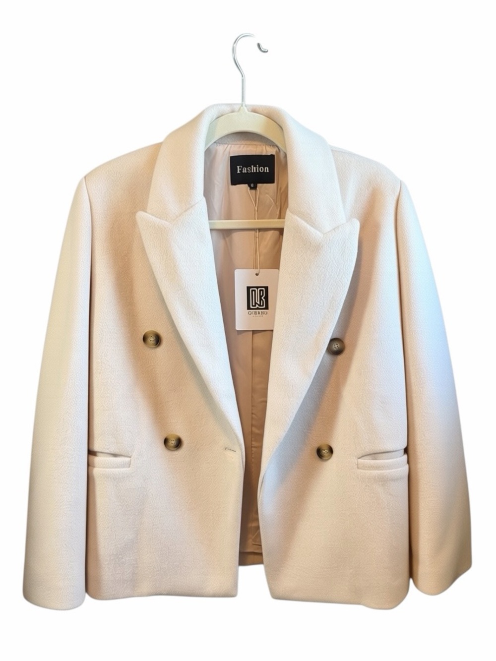 Amazon Double-Breasted Cream Blazer Jacket